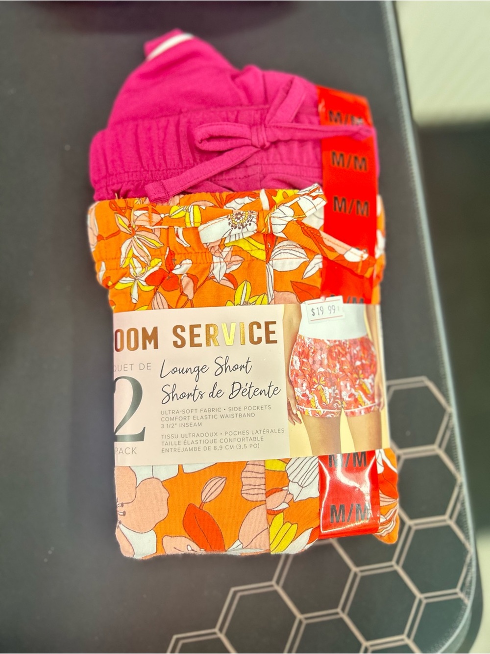 Room Service Women's 2-Pack Lounge Shorts - Pink & Orange Floral